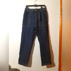 Gramicci Unisex Women's Men's Dark Blue Casual Pants Elastic Waist Size S Pocket